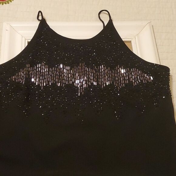 Cachet black embellished spaghetti strap maxi dress gown size 10 - Picture 7 of 8